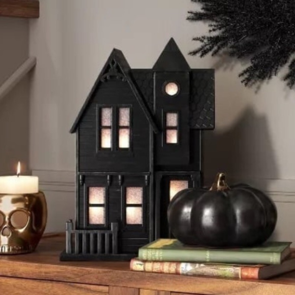 Large Haunted House Figurine Black Halloween - Threshold